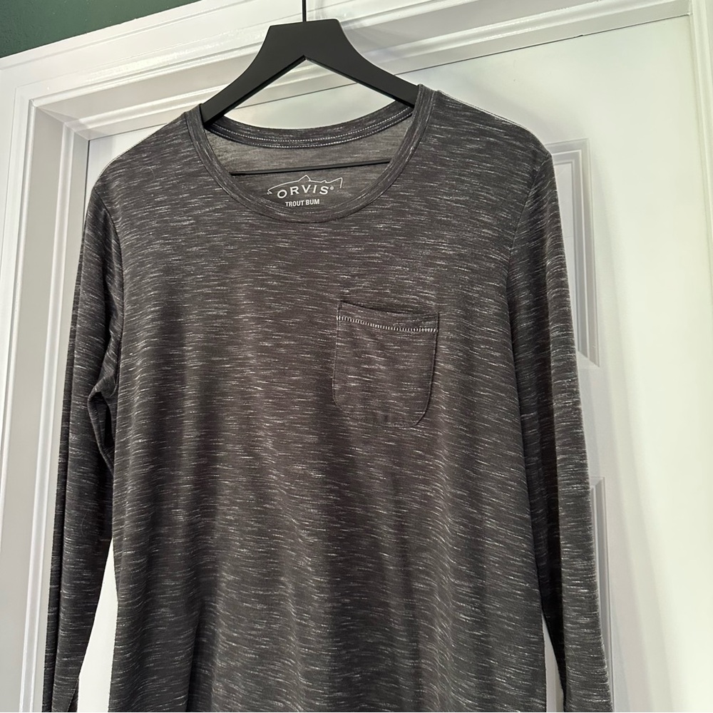 Orvis Gray Long Sleeve Tee Classic Crew Neck - Picture 2 of 5